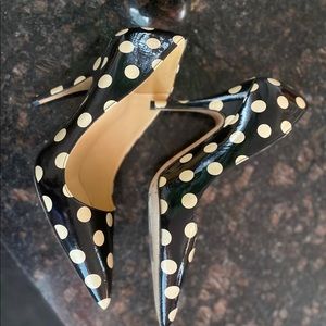 KATE SPADE| Licorice Pointed Toe Polka Dot Heels